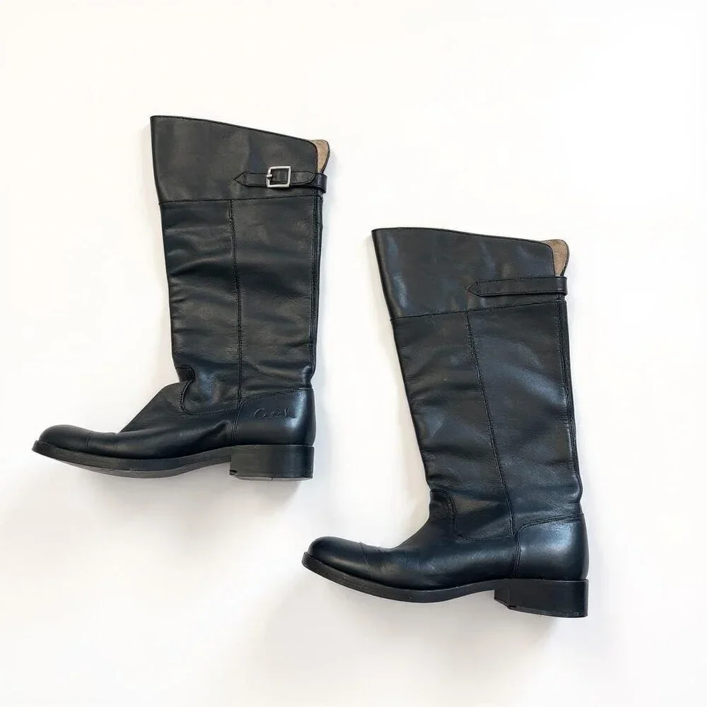 Coach Black Leather Tall Boots | Size 9 | Classic Riding Style